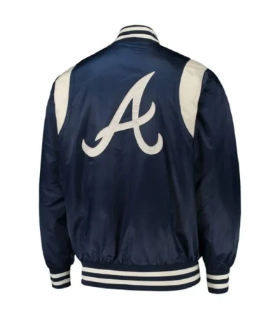 Atlanta Braves Navy and White Full-Snap Satin Jacket
