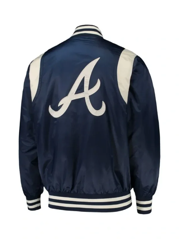 Atlanta Braves Navy and White Full-Snap Satin Jacket