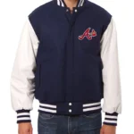 Navy/White Atlanta Braves Full-Snap Varsity Jacket