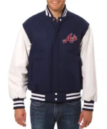 Navy/White Atlanta Braves Full-Snap Varsity Jacket