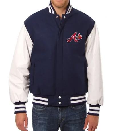 Navy/White Atlanta Braves Full-Snap Varsity Jacket