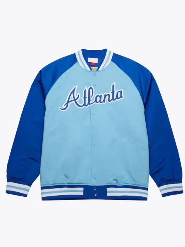 Atlanta Braves Vintage Logo Double Clutch Blue Satin Jacket