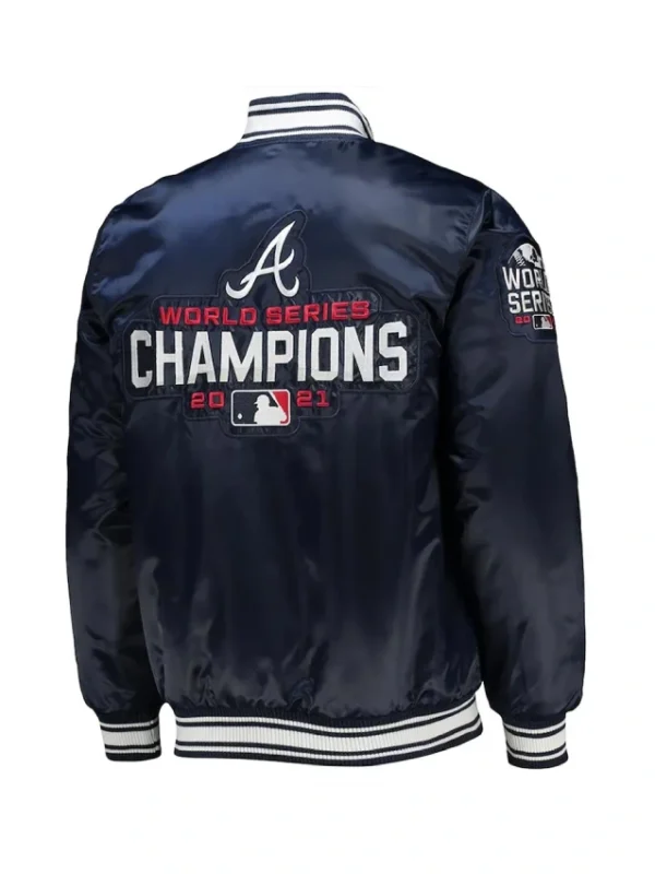 World Series Champions 2021 Atlanta Braves Navy Satin Jacket