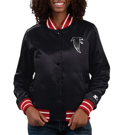 Atlanta Falcons Black Full Count Varsity Satin Jacket