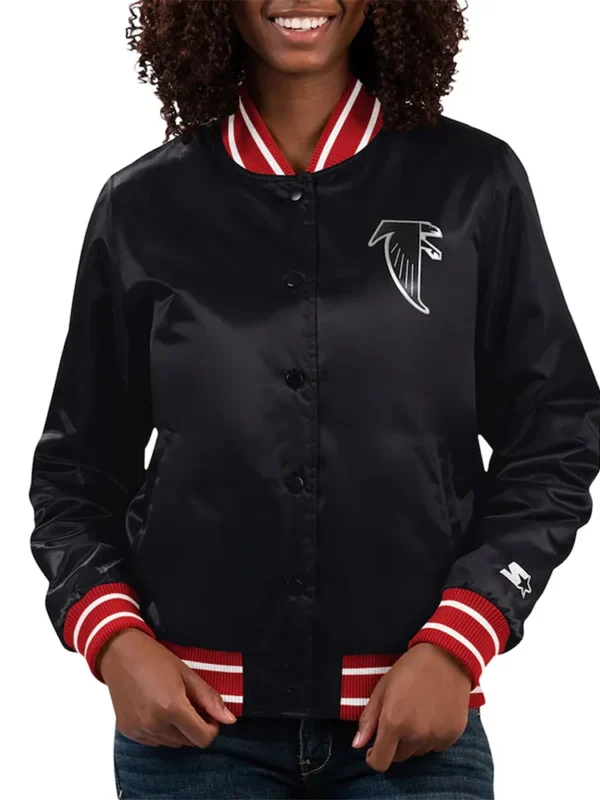 Atlanta Falcons Black Full Count Varsity Satin Jacket