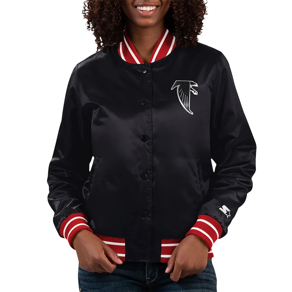 Atlanta Falcons Black Full Count Varsity Satin Jacket Atlanta Falcons Black Full Count Varsity Satin Jacket