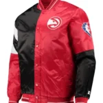 Atlanta Hawks 75th Anniversary Full-Snap Black and Red Satin Jacket