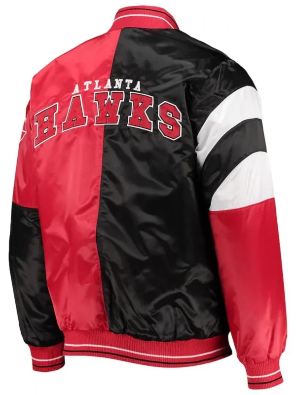 Atlanta Hawks 75th Anniversary Full-Snap Black and Red Satin Jacket