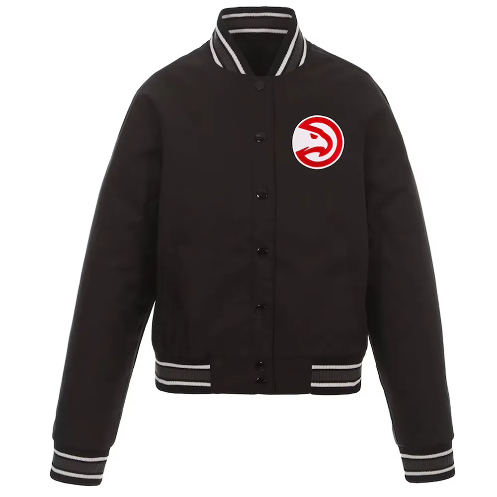 Atlanta Hawks Black Poly Twill Jacket Atlanta Hawks Black Poly Twill Jacket