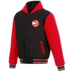 Atlanta Hawks Black and Red Varsity Hooded Jacket