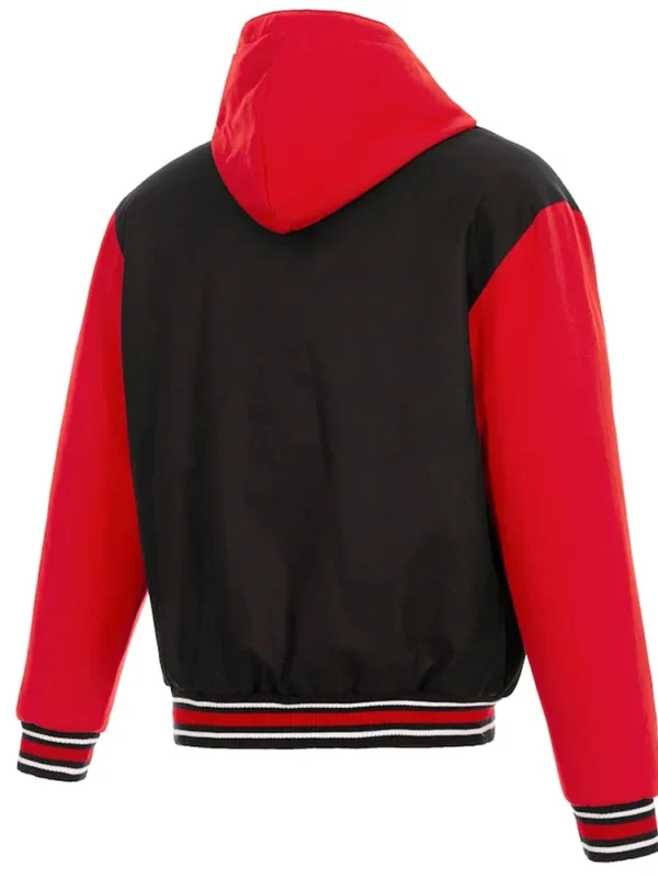 Atlanta Hawks Black and Red Varsity Hooded Jacket