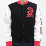 Atlanta Hawks Black and White Letterman Jacket