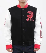 Atlanta Hawks Black and White Letterman Jacket