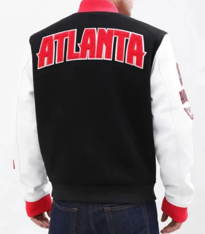 Atlanta Hawks Black and White Letterman Jacket