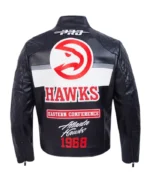 Atlanta Hawks Moto Black Leather Zip-up Jacket