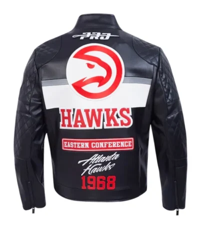 Atlanta Hawks Moto Black Leather Zip-up Jacket