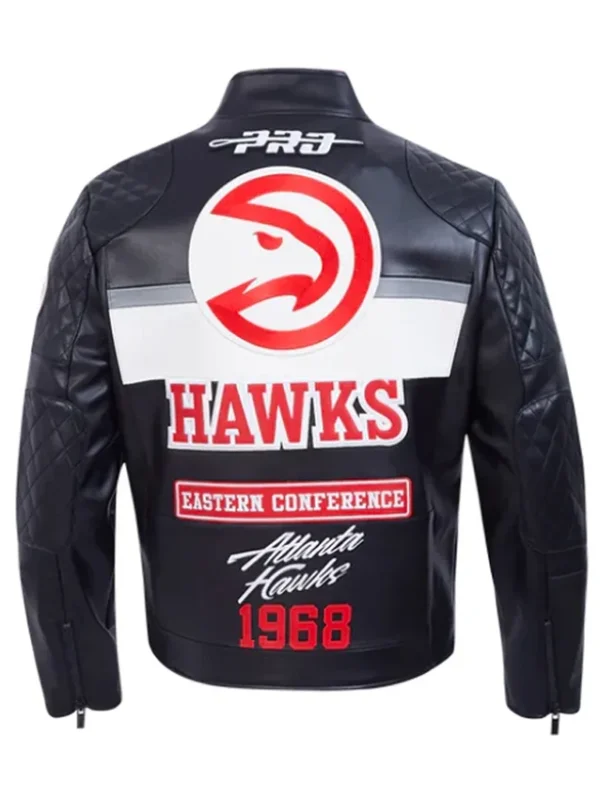 Atlanta Hawks Moto Black Leather Zip-up Jacket