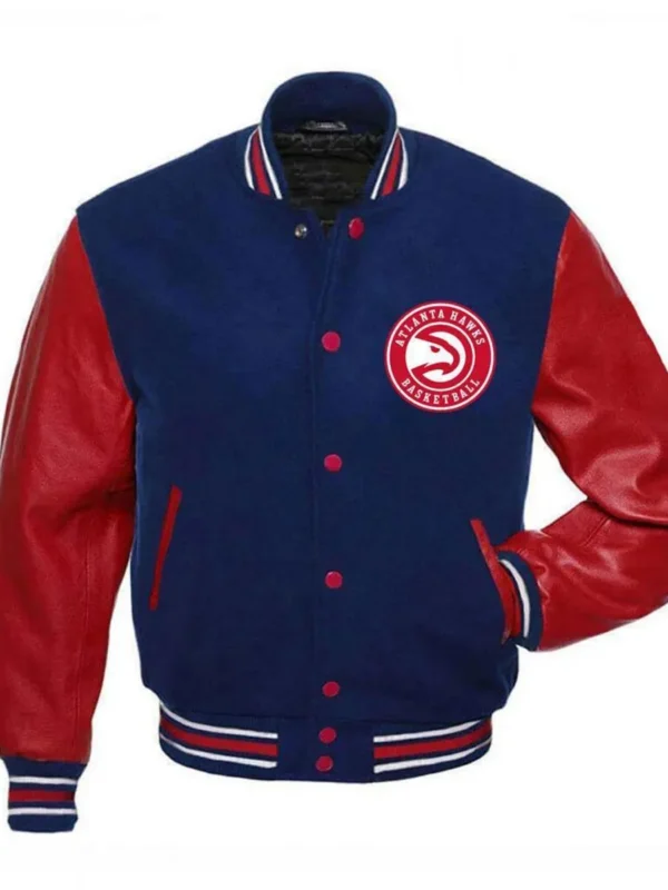 Atlanta Hawks NBA Red and Blue Varsity Jacket