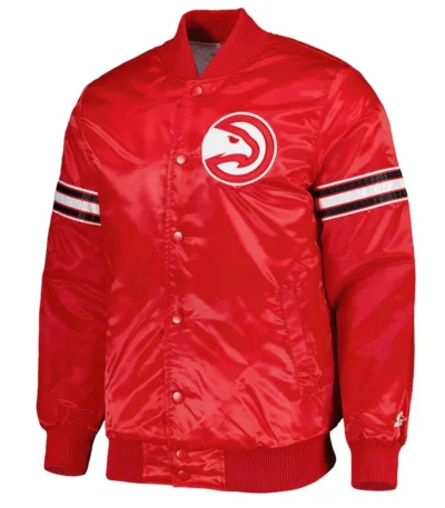 Atlanta Hawks Pick and Roll Red Satin Jacket
