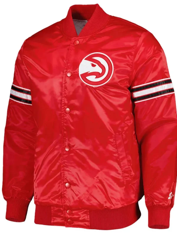Atlanta Hawks Pick and Roll Red Satin Jacket