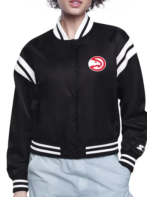 Atlanta Hawks Printed Logo Varsity Satin Jacket