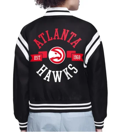 Atlanta Hawks Printed Logo Varsity Satin Jacket