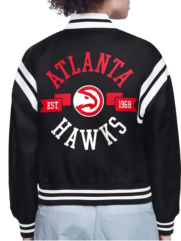 Atlanta Hawks Printed Logo Varsity Satin Jacket