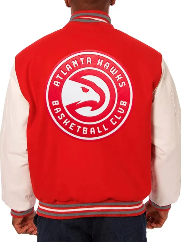Atlanta Hawks Red and White Varsity Jacket