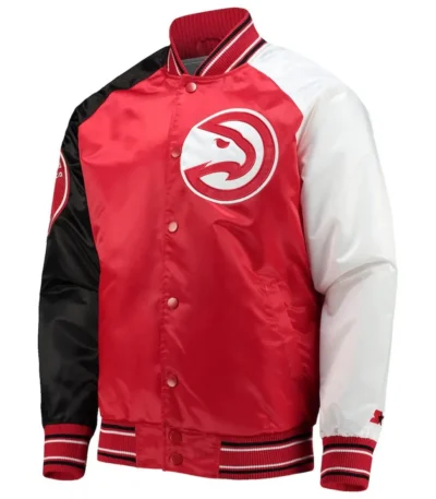 Atlanta Hawks Reliever Raglan Full-Snap Red/Black Jacket