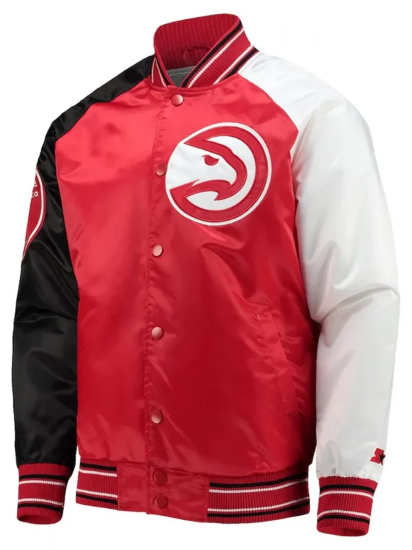 Atlanta Hawks Reliever Raglan Full-Snap Red/Black Jacket