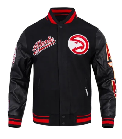 Atlanta Hawks Script Tail Classic Rib Varsity Jacket