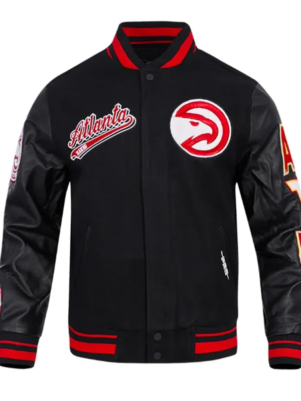 Atlanta Hawks Script Tail Classic Rib Varsity Jacket