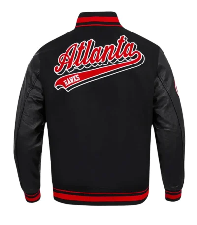 Atlanta Hawks Script Tail Classic Rib Varsity Jacket