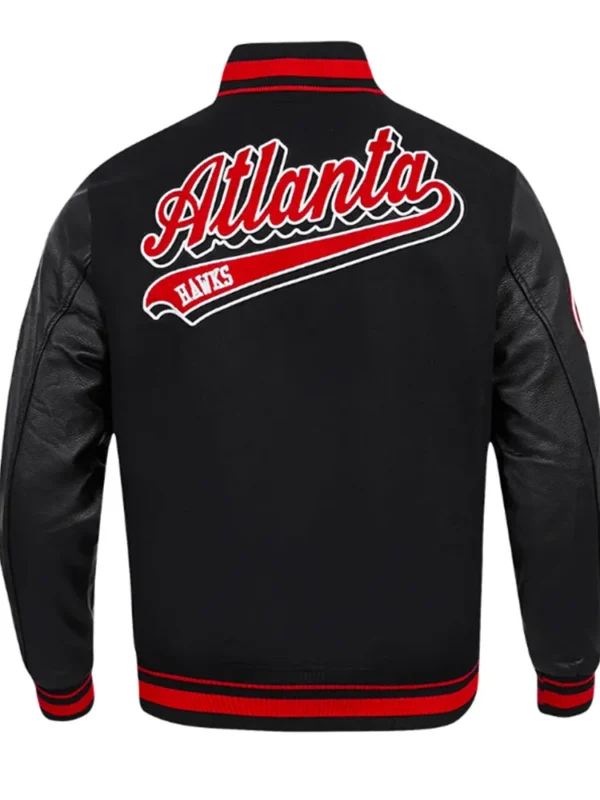 Atlanta Hawks Script Tail Classic Rib Varsity Jacket