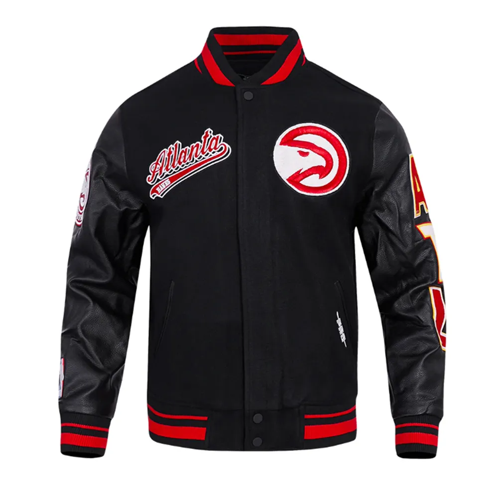Atlanta Hawks Script Tail Classic Rib Varsity Jacket Atlanta Hawks Script Tail Classic Rib Varsity Jacket
