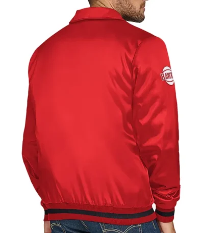 Atlanta Hawks Stitch Applique Red Satin Jacket