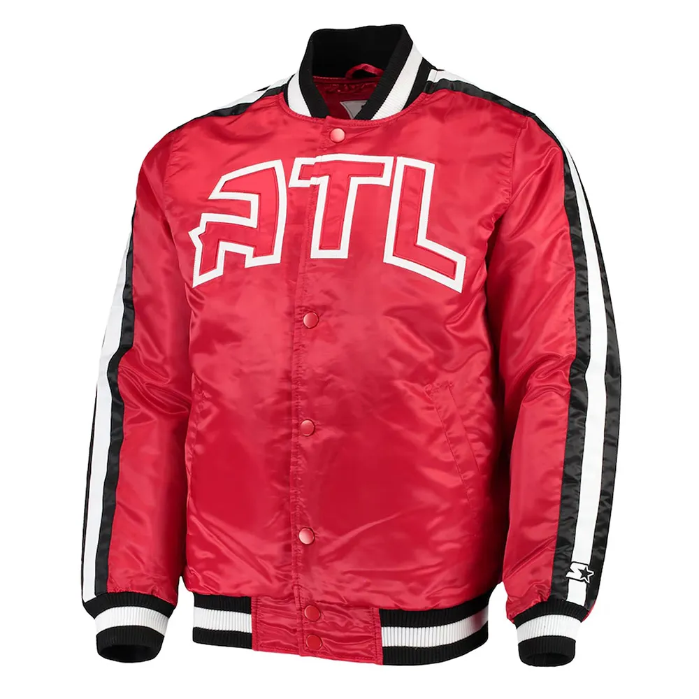 Atlanta Hawks The Offensive Red Varsity Satin Jacket Atlanta Hawks The Offensive Red Varsity Satin Jacket