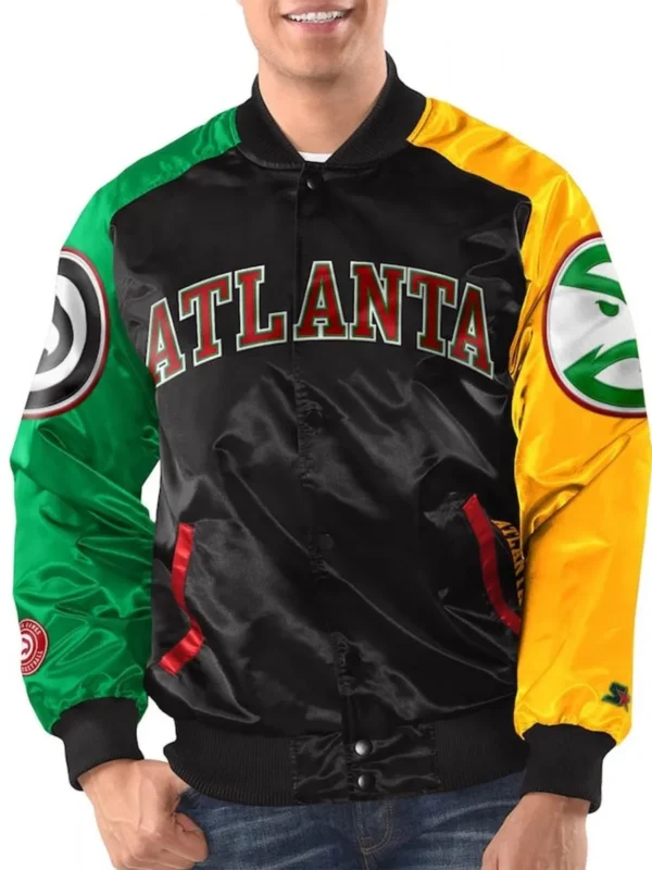 Atlanta Hawks Ty Mopkins Black/Red Varsity Satin Jacket