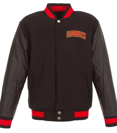 Atlanta Hawks Varsity Black Wool/Leather Jacket