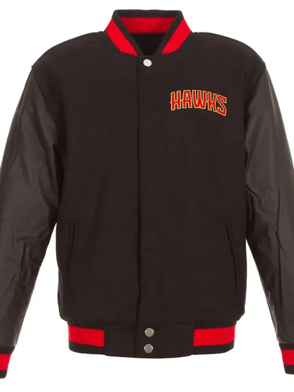 Atlanta Hawks Varsity Black Wool/Leather Jacket