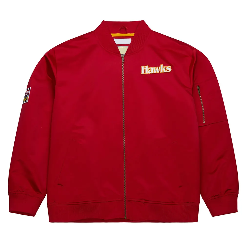 Atlanta Hawks Vintage Logo Red Lightweight Satin Jacket Atlanta Hawks Vintage Logo Red Lightweight Satin Jacket
