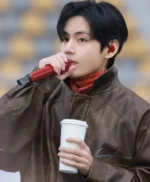 Arirang Goyang Event Kim Taehyung Brown Leather Jacket