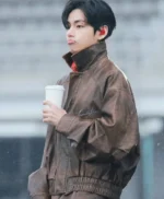 Arirang Goyang Event Kim Taehyung Brown Leather Jacket