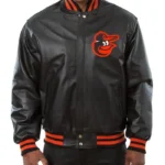 Baltimore Orioles Black Leather Varsity Jacket