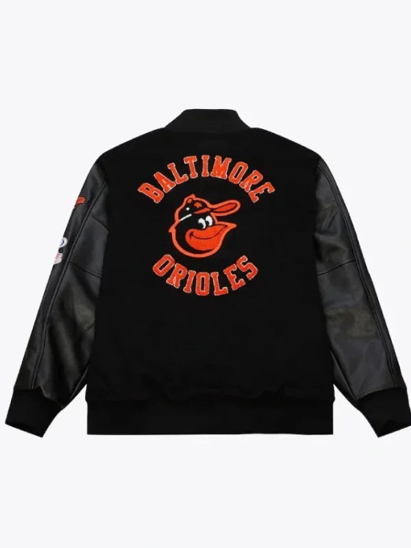 Baltimore Orioles Black Out Vintage Logo Varsity Jacket