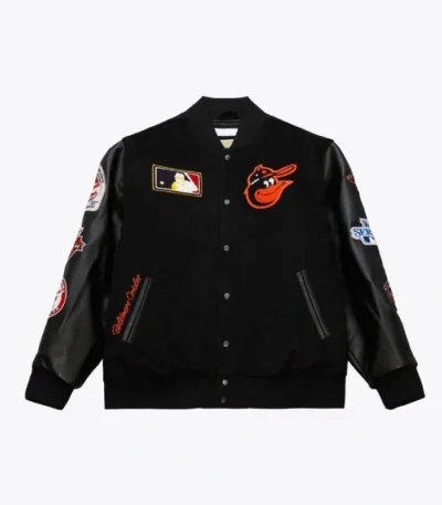 Baltimore Orioles Black Out Vintage Logo Varsity Jacket