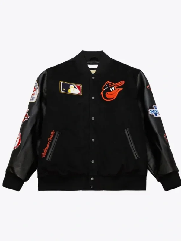 Baltimore Orioles Black Out Vintage Logo Varsity Jacket