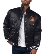 Baltimore Orioles Black Silver Tab Trucker Satin Jacket