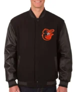 Baltimore Orioles Black Varsity Wool/Leather Jacket