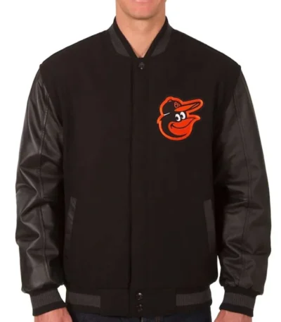 Baltimore Orioles Black Varsity Wool/Leather Jacket